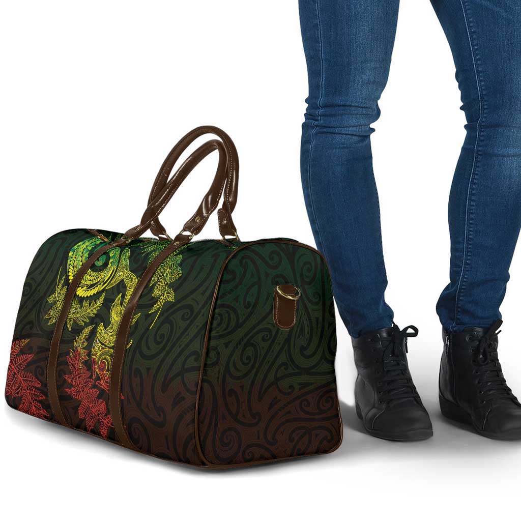 New Zealand Sea Animals with Maori Tribal Tattoo Travel Bag Shark Manta Ray with Silver Fern Reggae