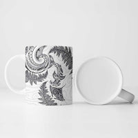 New Zealand Sea Animals with Maori Tribal Tattoo Ceramic Mug Shark Manta Ray with Silver Fern White