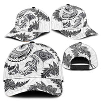 New Zealand Sea Animals with Maori Tribal Tattoo Classic Cap Shark Manta Ray with Silver Fern White