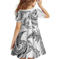 New Zealand Sea Animals with Maori Tribal Tattoo Family Matching Mermaid Dress and Hawaiian Shirt Shark Manta Ray with Silver Fern White