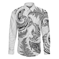New Zealand Sea Animals with Maori Tribal Tattoo Family Matching Summer Maxi Dress and Hawaiian Shirt Shark Manta Ray with Silver Fern White