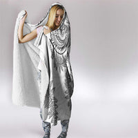 New Zealand Sea Animals with Maori Tribal Tattoo Hooded Blanket Shark Manta Ray with Silver Fern White