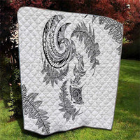 New Zealand Sea Animals with Maori Tribal Tattoo Quilt Shark Manta Ray with Silver Fern White