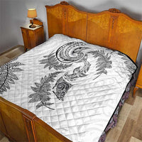 New Zealand Sea Animals with Maori Tribal Tattoo Quilt Shark Manta Ray with Silver Fern White
