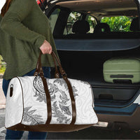 New Zealand Sea Animals with Maori Tribal Tattoo Travel Bag Shark Manta Ray with Silver Fern White