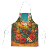 Hawaiian Turtles on Beach Apron with Pineapple Tropical Plant and Lei LT03 Multicolor - Polynesian Pride