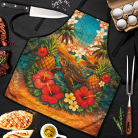 Hawaiian Turtles on Beach Apron with Pineapple Tropical Plant and Lei LT03 Multicolor - Polynesian Pride