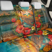 Hawaiian Turtles on Beach Back Car Seat Cover with Pineapple Tropical Plant and Lei