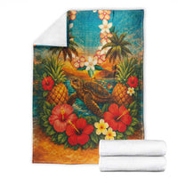 Hawaiian Turtles on Beach Blanket with Pineapple Tropical Plant and Lei LT03 - Polynesian Pride
