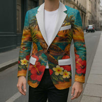 Hawaiian Turtles on Beach Blazer with Pineapple Tropical Plant and Lei LT03 - Polynesian Pride