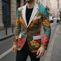 Hawaiian Turtles on Beach Blazer with Pineapple Tropical Plant and Lei LT03 - Polynesian Pride