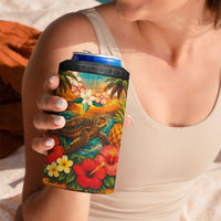 Hawaiian Turtles on Beach 4 in 1 Can Cooler Tumbler with Pineapple Tropical Plant and Lei LT03 - Polynesian Pride