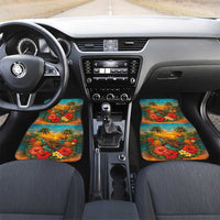 Hawaiian Turtles on Beach Car Mats with Pineapple Tropical Plant and Lei LT03 Set 2pcs - Front Multicolor - Polynesian Pride