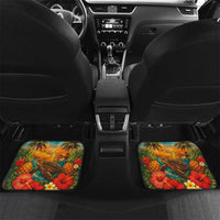 Hawaiian Turtles on Beach Car Mats with Pineapple Tropical Plant and Lei LT03 Set 2pcs - Back Multicolor - Polynesian Pride