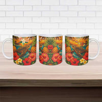 Hawaiian Turtles on Beach Ceramic Mug with Pineapple Tropical Plant and Lei LT03 - Polynesian Pride