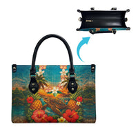 Hawaiian Turtles on Beach Leather Bag with Pineapple Tropical Plant and Lei LT03 - Polynesian Pride