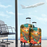 Hawaiian Turtles on Beach Luggage Cover with Pineapple Tropical Plant and Lei LT03 - Polynesian Pride