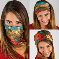Hawaiian Turtles on Beach Neck Gaiter with Pineapple Tropical Plant and Lei LT03 - Polynesian Pride