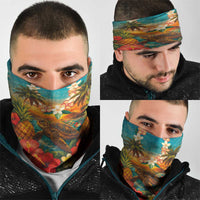 Hawaiian Turtles on Beach Neck Gaiter with Pineapple Tropical Plant and Lei LT03 - Polynesian Pride