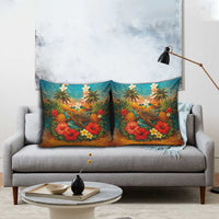 Hawaiian Turtles on Beach Pillow Cover with Pineapple Tropical Plant and Lei LT03 - Polynesian Pride