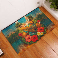 Hawaiian Turtles on Beach Rubber Doormat with Pineapple Tropical Plant and Lei LT03 - Polynesian Pride