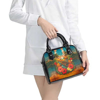 Hawaiian Turtles on Beach Shoulder Handbag with Pineapple Tropical Plant and Lei LT03 - Polynesian Pride