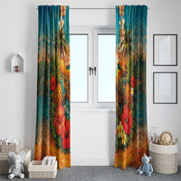 Hawaiian Turtles on Beach Window Curtain with Pineapple Tropical Plant and Lei LT03 - Polynesian Pride