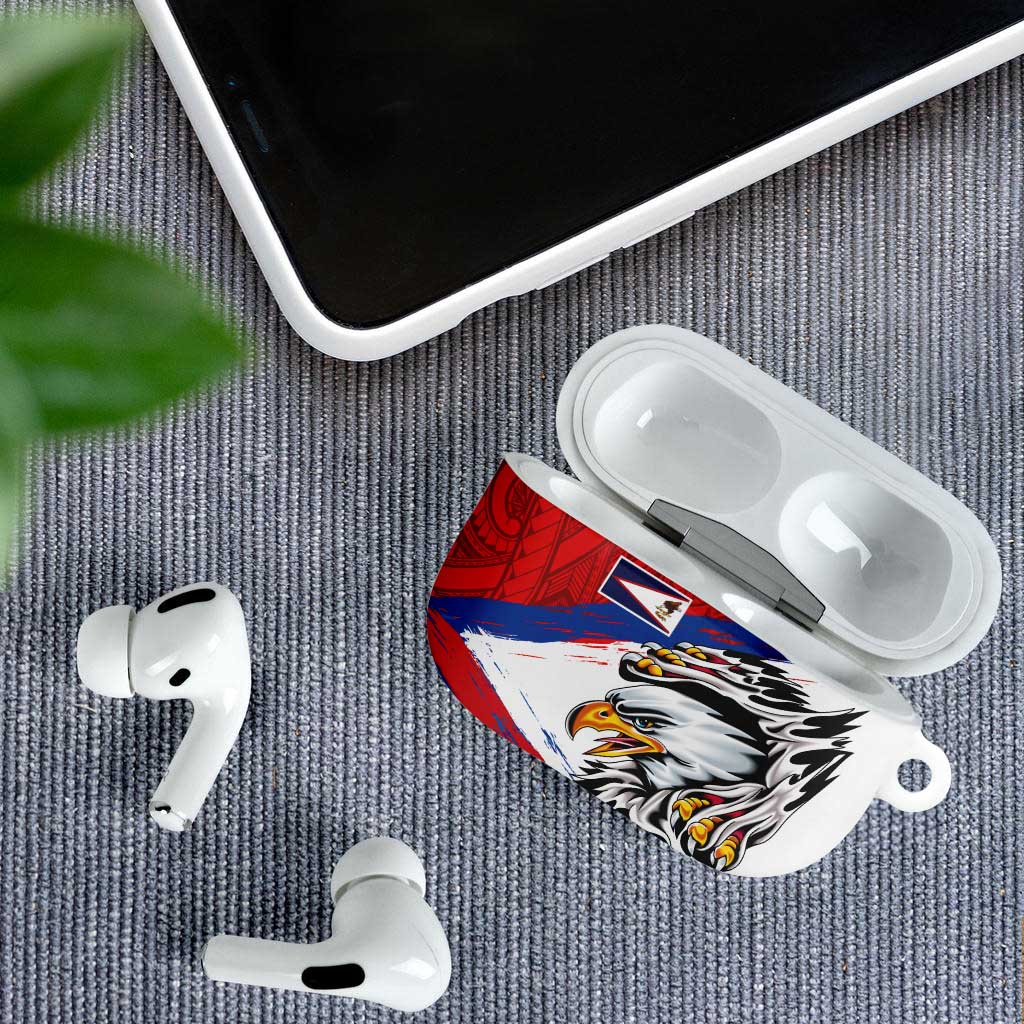 American Samoa Flag Day AirPods Case Polynesian Art Geometric with Flag Brush Style LT03 - Polynesian Pride