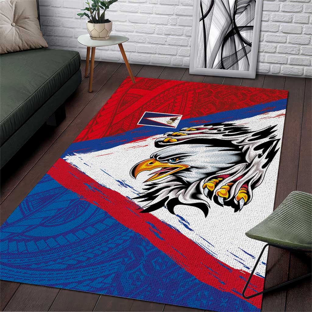 American Samoa Flag Day Area Rug Polynesian Art Geometric with Flag Brush Style