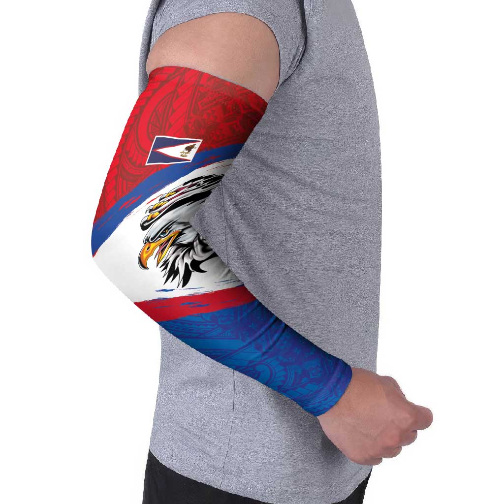 American Samoa Flag Day Arm Sleeves Polynesian Art Geometric with Flag Brush Style LT03 - Polynesian Pride