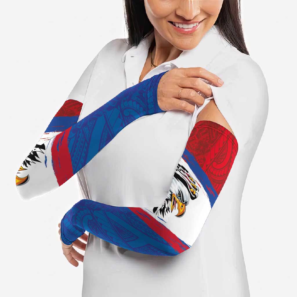 American Samoa Flag Day Arm Sleeves Polynesian Art Geometric with Flag Brush Style LT03 - Polynesian Pride