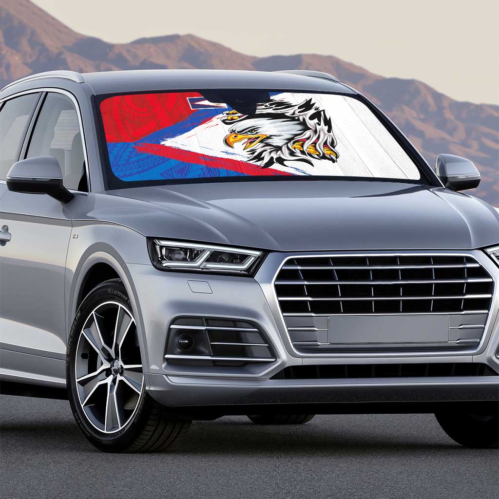 American Samoa Flag Day Auto Sun Shade Polynesian Art Geometric with Flag Brush Style LT03 - Polynesian Pride