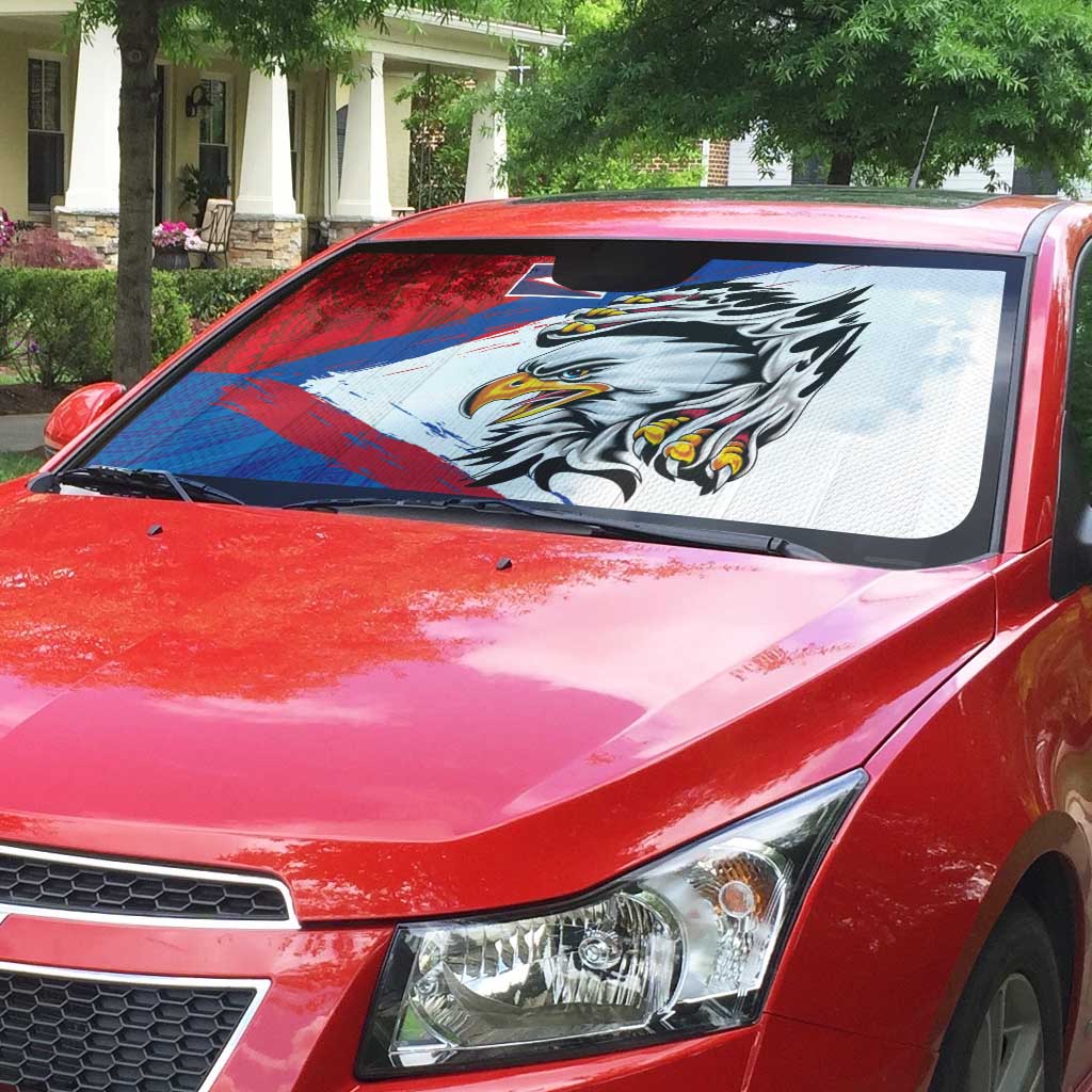 American Samoa Flag Day Auto Sun Shade Polynesian Art Geometric with Flag Brush Style LT03 - Polynesian Pride