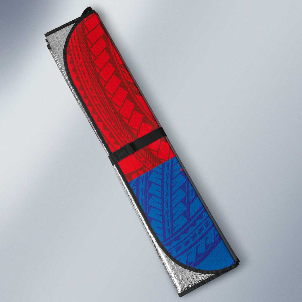 American Samoa Flag Day Auto Sun Shade Polynesian Art Geometric with Flag Brush Style LT03 - Polynesian Pride