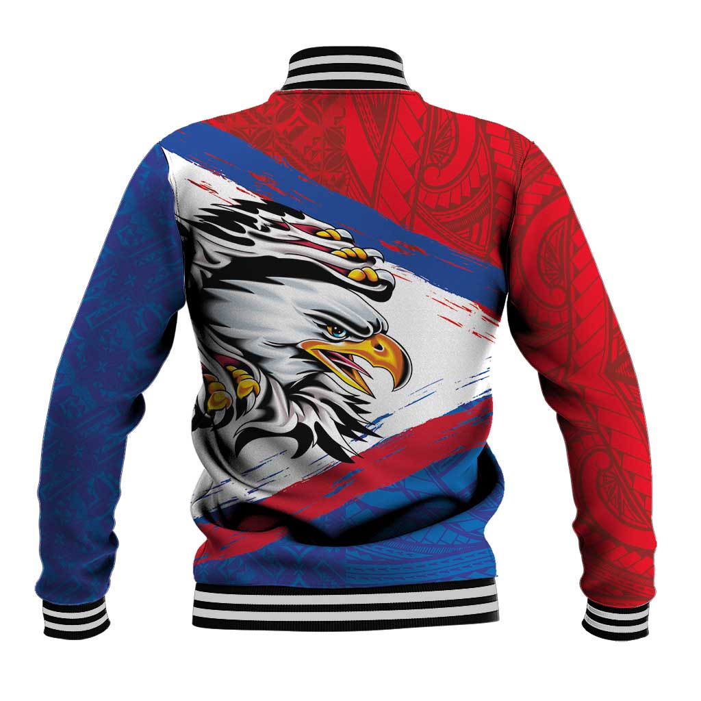 American Samoa Flag Day Baseball Jacket Polynesian Art Geometric with Flag Brush Style LT03 - Polynesian Pride