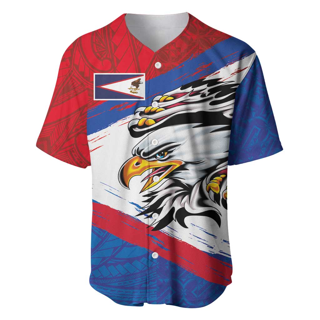 American Samoa Flag Day Baseball Jersey Polynesian Art Geometric with Flag Brush Style LT03 Multicolor - Polynesian Pride