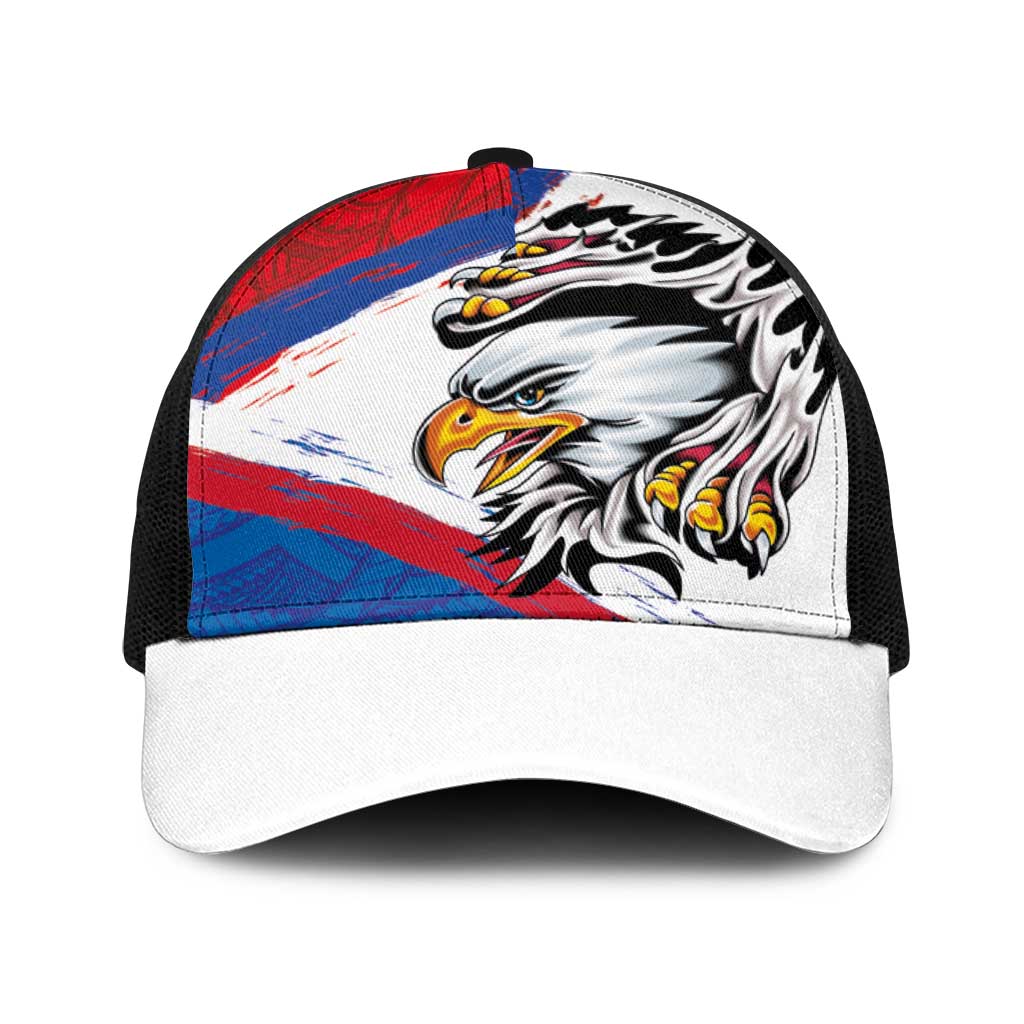 American Samoa Flag Day Baseball Net Cap Polynesian Art Geometric with Flag Brush Style LT03 One Size Black Multicolor - Polynesian Pride