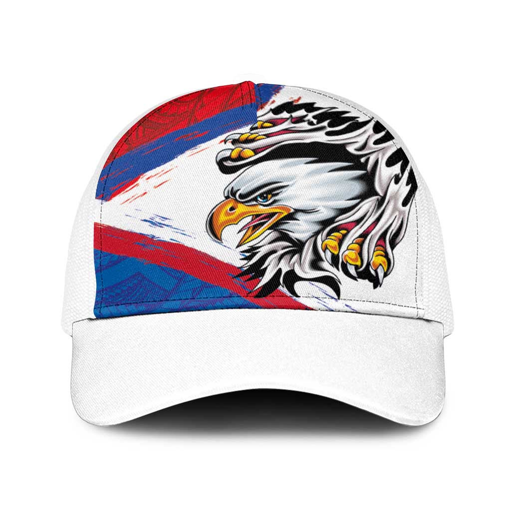 American Samoa Flag Day Baseball Net Cap Polynesian Art Geometric with Flag Brush Style LT03 One Size White Multicolor - Polynesian Pride