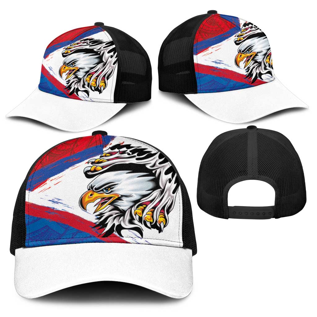 American Samoa Flag Day Baseball Net Cap Polynesian Art Geometric with Flag Brush Style LT03 - Polynesian Pride