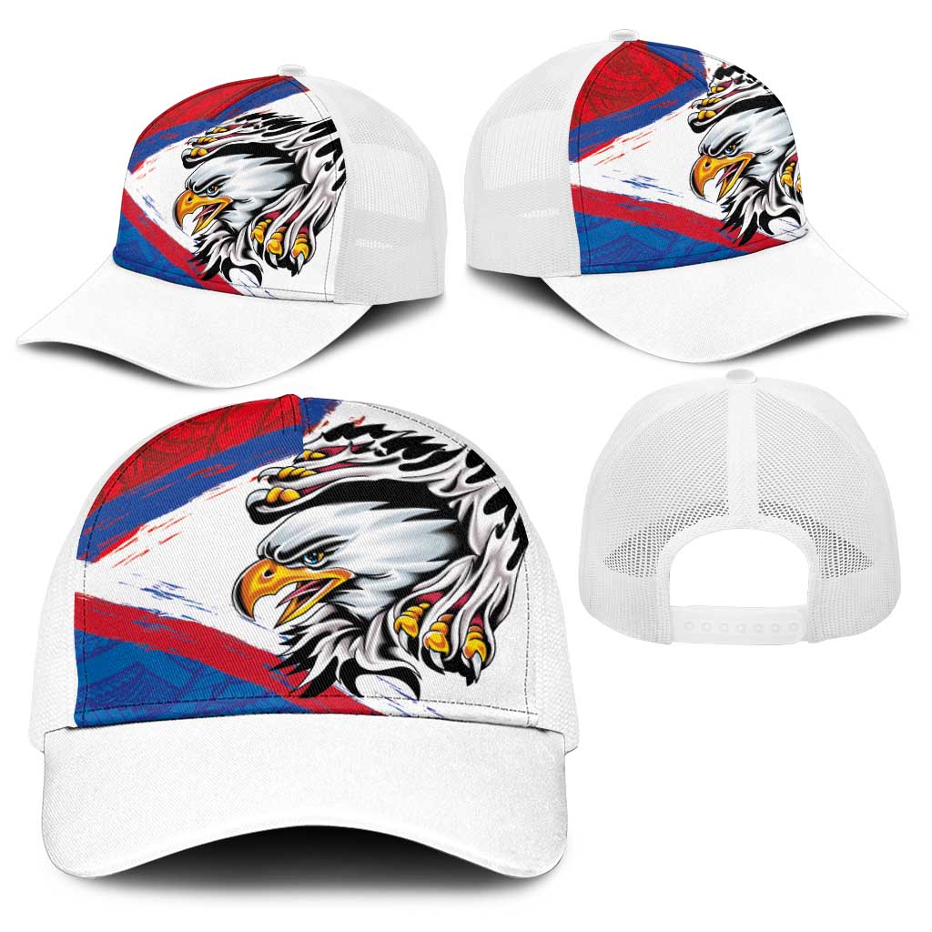 American Samoa Flag Day Baseball Net Cap Polynesian Art Geometric with Flag Brush Style LT03 - Polynesian Pride