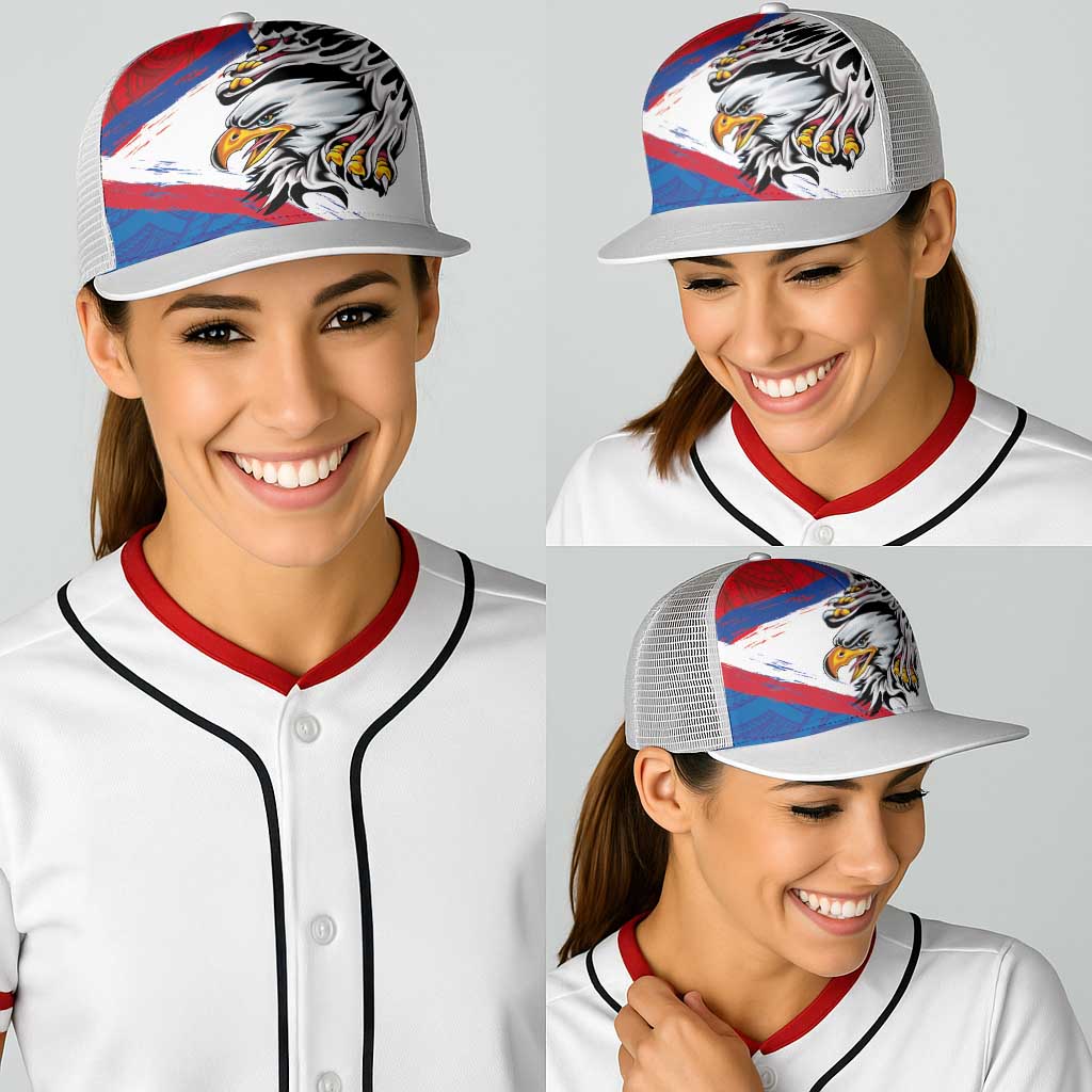 American Samoa Flag Day Baseball Net Cap Polynesian Art Geometric with Flag Brush Style LT03 - Polynesian Pride