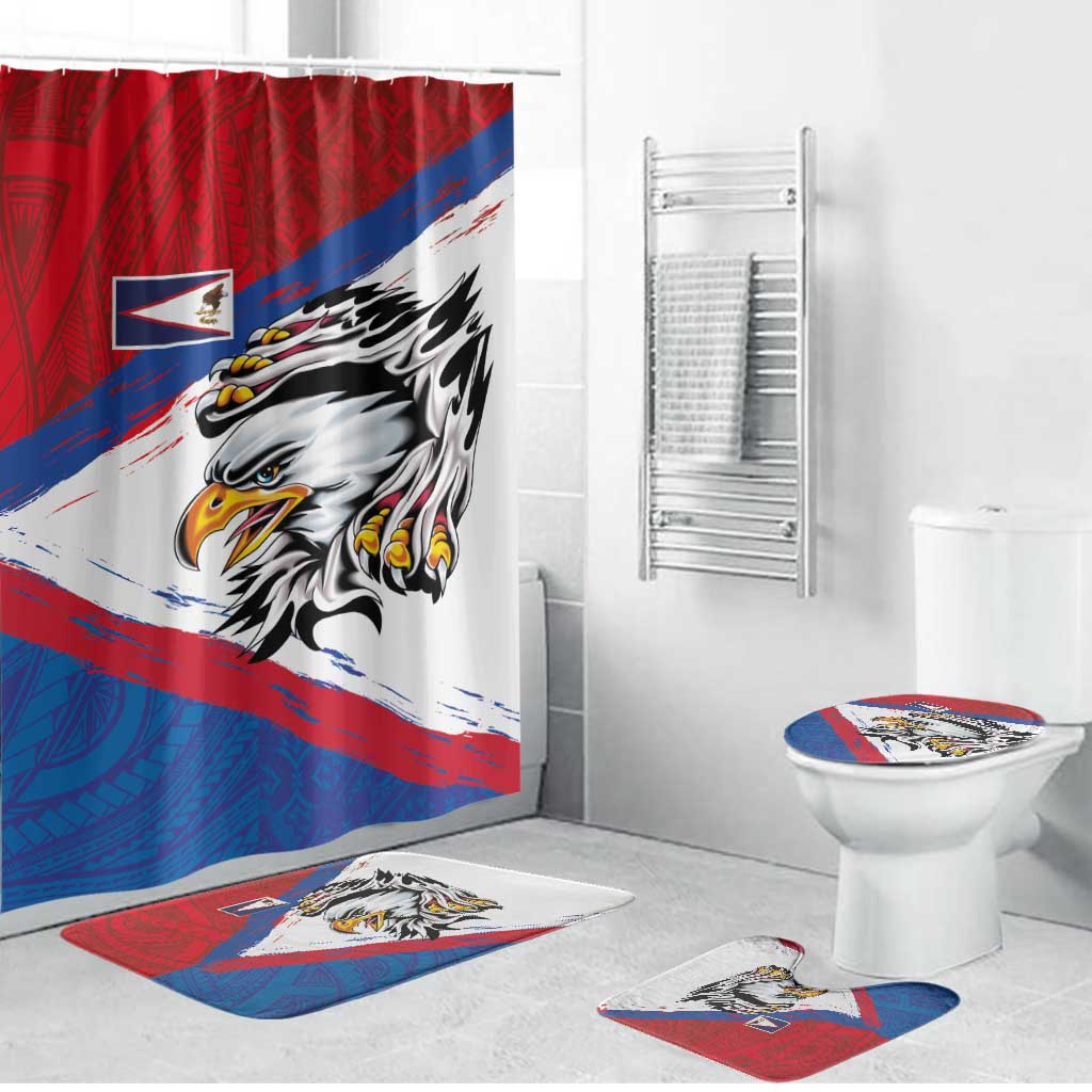 American Samoa Flag Day Bathroom Set Polynesian Art Geometric with Flag Brush Style LT03 Bathroom Set (4 pcs) Multicolor - Polynesian Pride