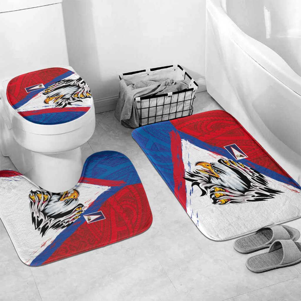 American Samoa Flag Day Bathroom Set Polynesian Art Geometric with Flag Brush Style LT03 Mat Set Only (3 pcs) One Size Multicolor - Polynesian Pride