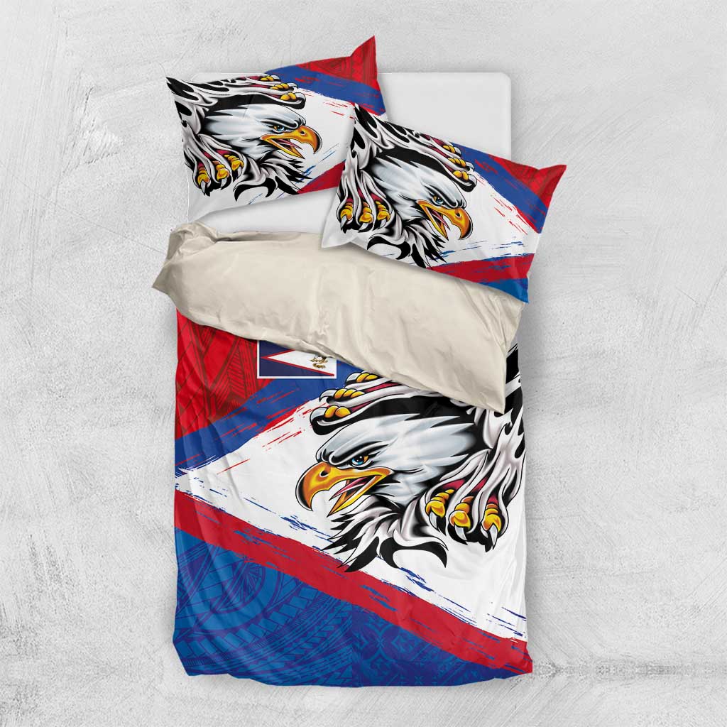 American Samoa Flag Day Bedding Set Polynesian Art Geometric with Flag Brush Style LT03 US Twin 172cm x 218cm Multicolor - Polynesian Pride