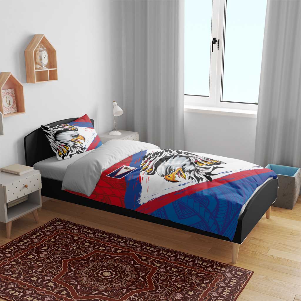 American Samoa Flag Day Bedding Set Polynesian Art Geometric with Flag Brush Style LT03 - Polynesian Pride