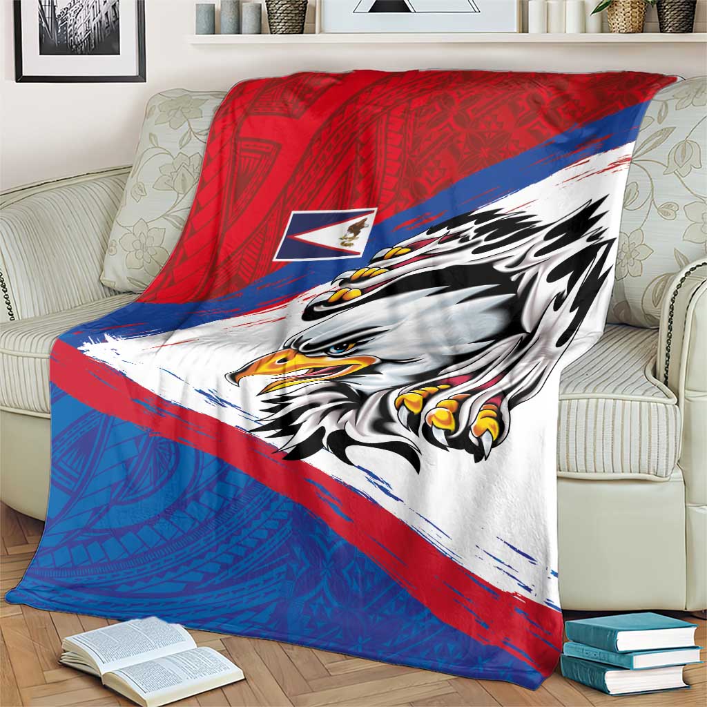 American Samoa Flag Day Blanket Polynesian Art Geometric with Flag Brush Style LT03 - Polynesian Pride