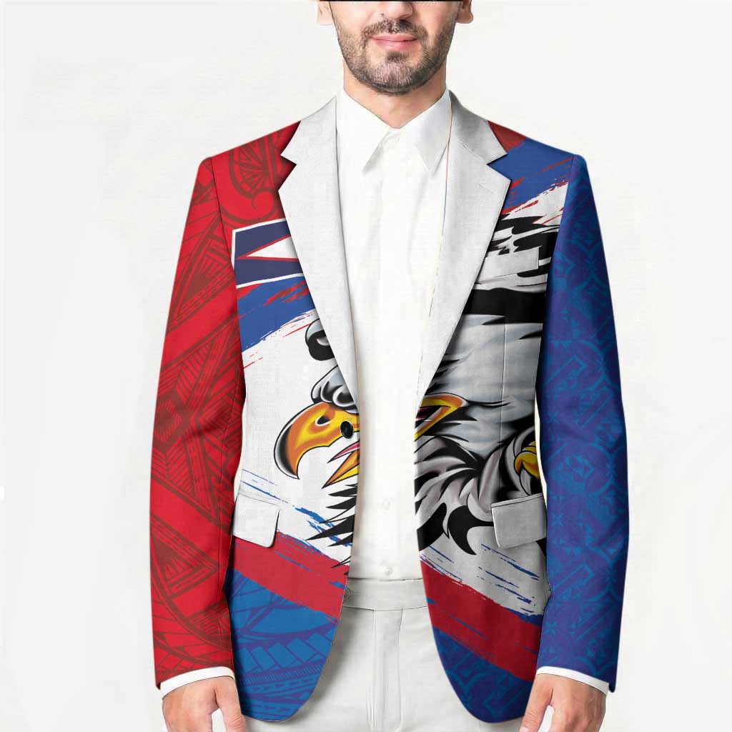 American Samoa Flag Day Blazer Polynesian Art Geometric with Flag Brush Style LT03 - Polynesian Pride
