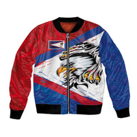 American Samoa Flag Day Bomber Jacket Polynesian Art Geometric with Flag Brush Style LT03 Unisex Multicolor - Polynesian Pride