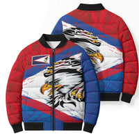 American Samoa Flag Day Bomber Puffer Jacket Polynesian Art Geometric with Flag Brush Style LT03 - Polynesian Pride