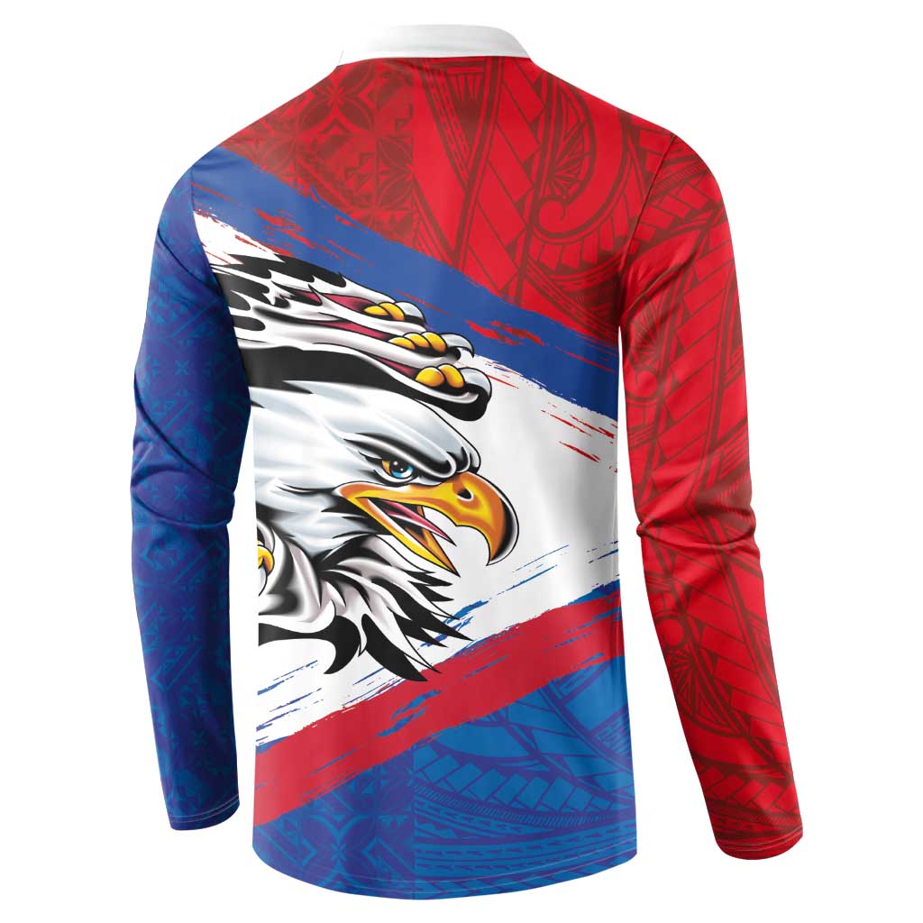 American Samoa Flag Day Button Sweatshirt Polynesian Art Geometric with Flag Brush Style LT03 - Polynesian Pride
